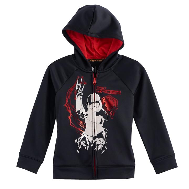 Boys 4-7x Star Wars A Collection For Kohl's Star Wars Episode Viii: The Last Jedi Glow-in-the-dark Stormtrooper Officer Zipper Hoodie, Size: 6, Black