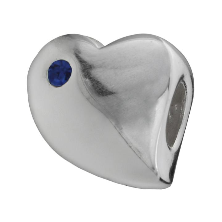 Individuality Beads Sterling Silver Crystal Heart Bead, Women's, Blue