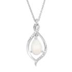 Lab-created Opal & Diamond Accent Sterling Silver Marquise Pendant Necklace, Women's, Blue