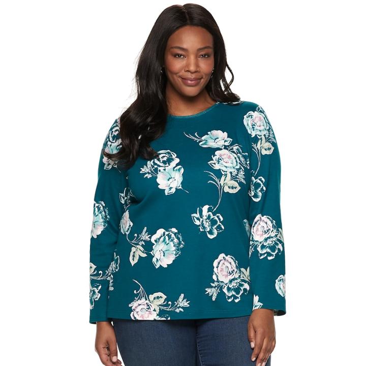 Plus Size Croft & Barrow&reg; Classic Crewneck Tee, Women's, Size: 0x, Med Blue