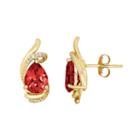 10k Gold Garnet & Diamond Accent Teardrop Earrings, Women's, Red