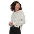 Juniors' Candie's&reg; Chenille Eyelash Long Sleeve Top, Teens, Size: Large, Dark Grey