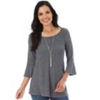 Women's Apt. 9&reg; Bell Sleeve Swing Top, Size: Regular, Dark Grey