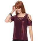 Women's Rock & Republic&reg; Liquid Shine Cold Shoulder Top, Size: Xl, Red