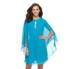 Women's Expo Chiffon Cape Shift Dress, Size: 10, Light Blue