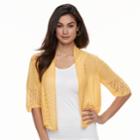 Women's Nina Leonard Crocheted Bolero, Size: Medium, Yellow