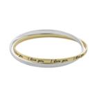 Two Tone Sterling Silver I Love You Interlock Bangle Bracelets, Women's, Multicolor
