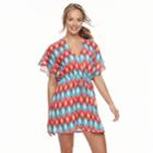Women's Portocruz Summer Ikat Surplice Cover-up Dress, Size: Xxl, Orange