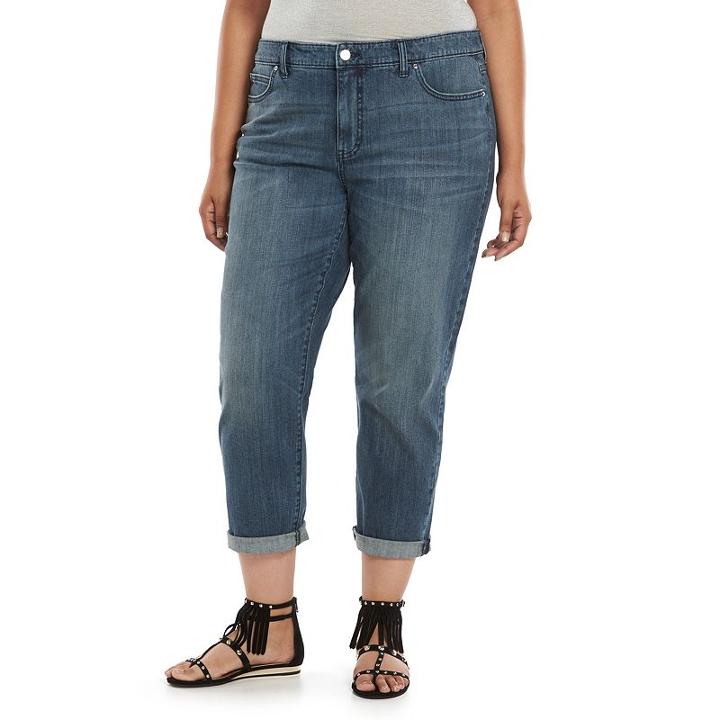 Plus Size Jennifer Lopez Boyfriend Jeans, Women's, Size: 24w T/l, Dark Blue