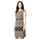 Women's Ile New York Geometric Sheath Dress, Size: 18, Beig/green (beig/khaki)