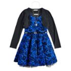 Girls 7-16 Belted Skater Dress & Shrug, Size: 10, Turquoise/blue (turq/aqua)