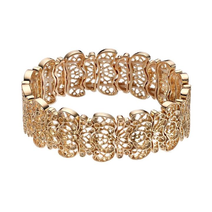 Lc Lauren Conrad Gold Tone Filigree Stretch Bracelet, Women's