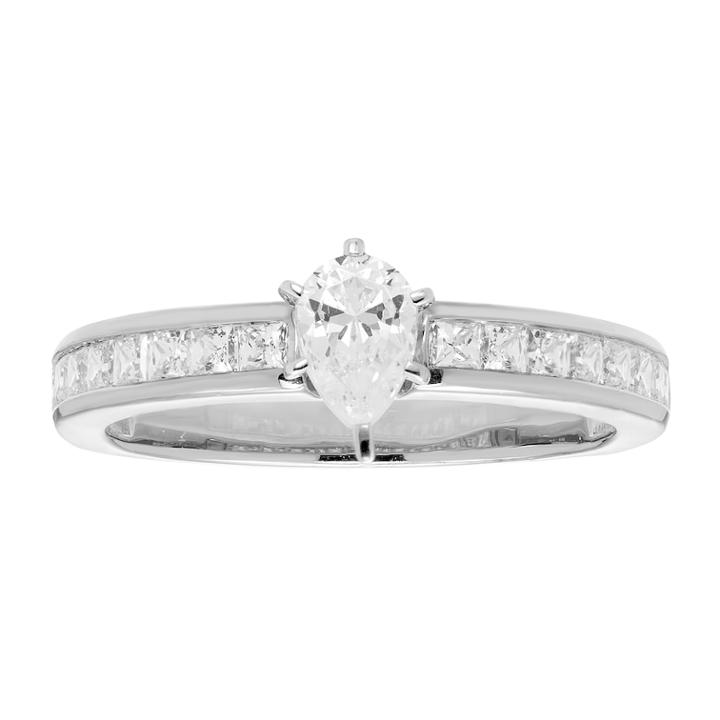 14k Gold Pear Cut 1 Carat T.w. Igl Certified Diamond Engagement Ring, Women's, Size: 9, White