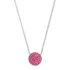 Silver Luxuries Silver Tone Crystal Disc Pendant Necklace, Women's, Pink