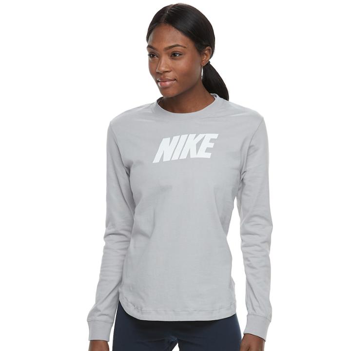 Women's Nike Sportswear Advance 15 Long Sleeve Top, Size: Small, Dark Grey