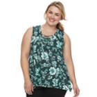 Plus Size Sonoma Goods For Life&trade; Floral Lace-up Tank, Women's, Size: 1xl, Dark Blue