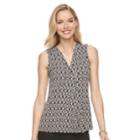 Women's Dana Buchman Pleated V-neck Tank, Size: Large, Beig/green (beig/khaki)