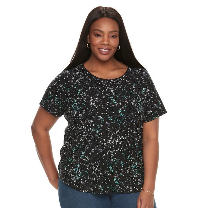Plus Size Croft & Barrow&reg; Floral Top, Women's, Size: 3xl, Black