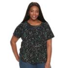 Plus Size Croft & Barrow&reg; Floral Top, Women's, Size: 3xl, Black