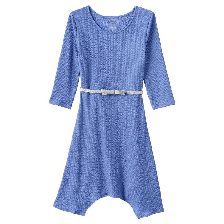 Girls 7-16 & Plus Size So&reg; Solid Textured Handkerchief Dress, Girl's, Size: S/7-8, Brt Purple