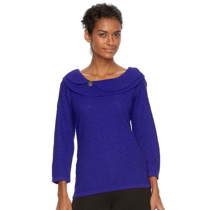 Women's Napa Valley Textured Marilyn Sweater, Size: Small, Blue Other