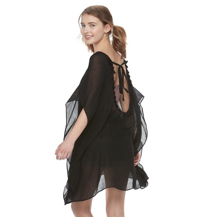 Women's Mudd&reg; Open Back Kimono, Black