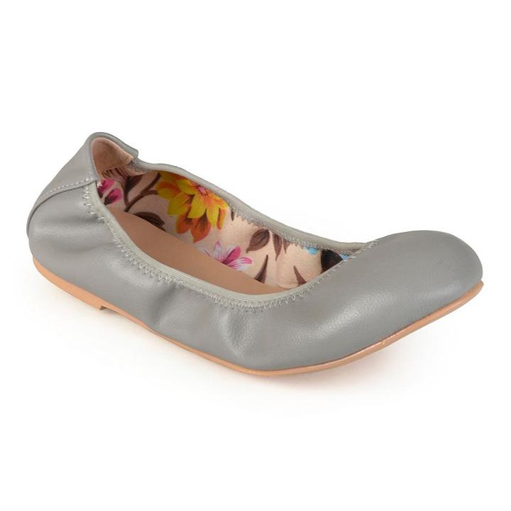 Journee Collection Lindy Women's Scrunch Ballet Flats, Girl's, Size: Medium (7.5), Grey