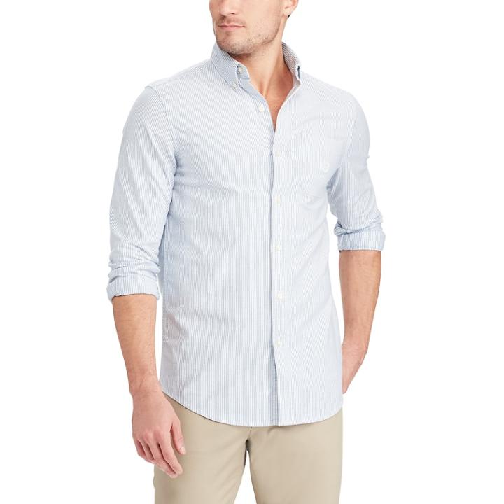 Men's Chaps Classic-fit Stretch Oxford Button-down Shirt, Size: Xxl, Blue