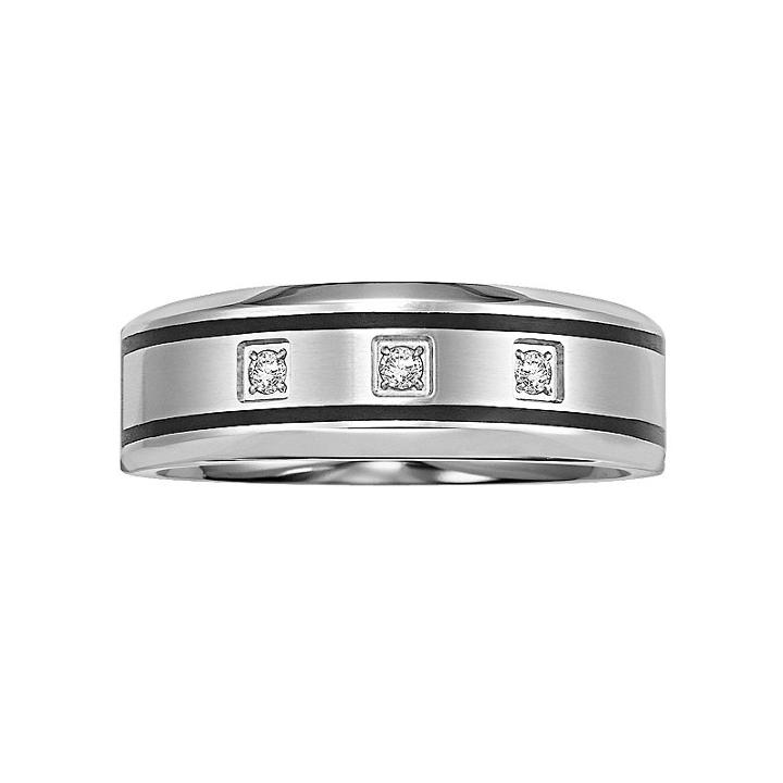 Cherish Always Stainless Steel Diamond Accent Wedding Band - Men, Size: 8.50, White