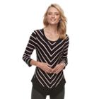 Women's Croft & Barrow&reg; Printed Scoopneck Top, Size: Large, Black