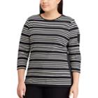 Plus Size Chaps Stripe Top, Women's, Size: 2xl, Black