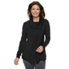 Women's Croft & Barrow&reg; Cable-knit Trim Cowlneck Sweater, Size: Xs, Oxford