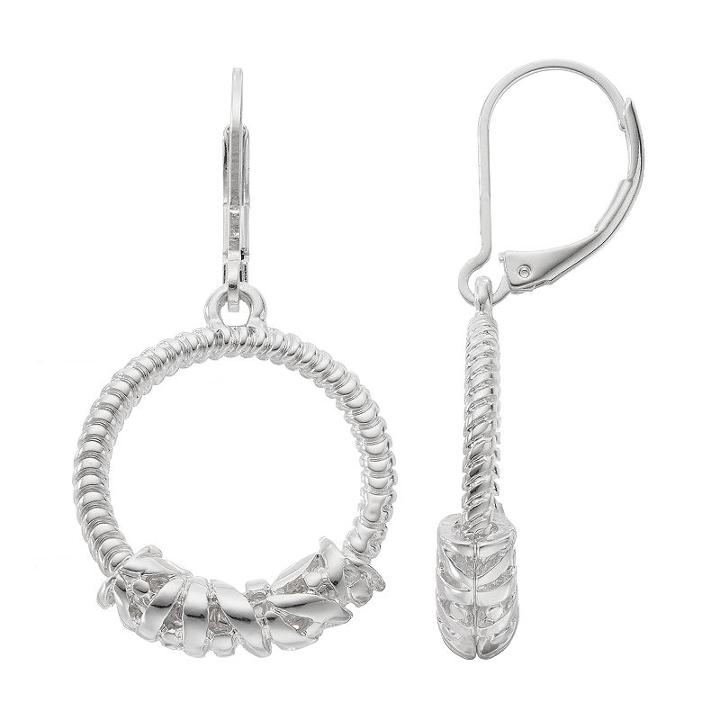 Napier Textured Hoop Nickel Free Drop Earrings, Women's, Silver
