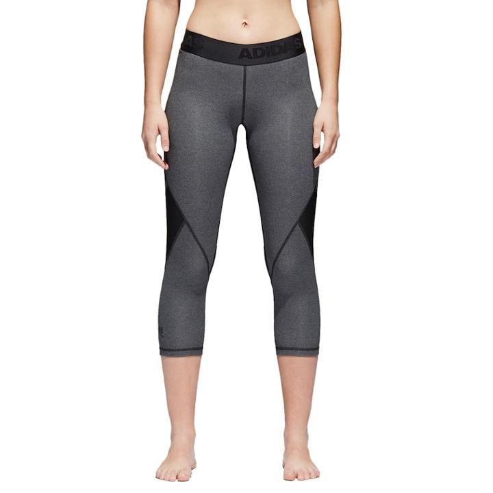Women's Adidas Alphaskin Sport Heather Mid-rise Capri Leggings, Size: Xs, Dark Grey