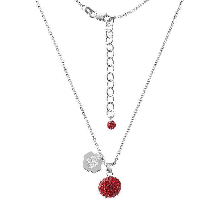 North Carolina State Wolfpack Crystal Sterling Silver Team Logo & Ball Pendant Necklace, Women's, Size: 18, Red