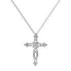 Hallmark Sterling Silver Cubic Zirconia Cross Pendant Necklace, Women's, Size: 18, White
