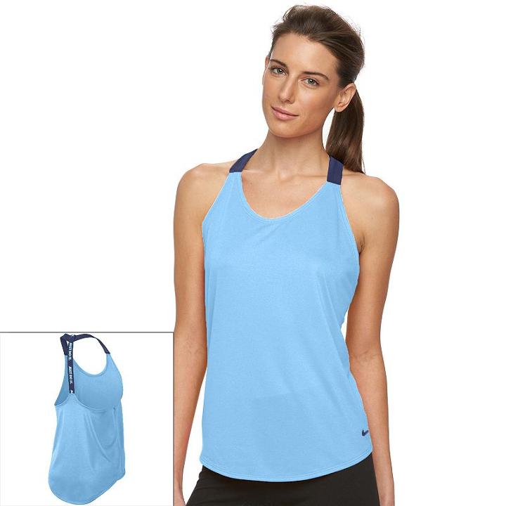 Women's Nike Elastika Racerback Running Tank, Size: Xl, Med Blue