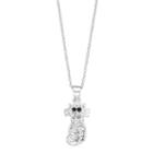 Charming Girl Kids' Sterling Silver Crystal Cat Pendant Necklace, White