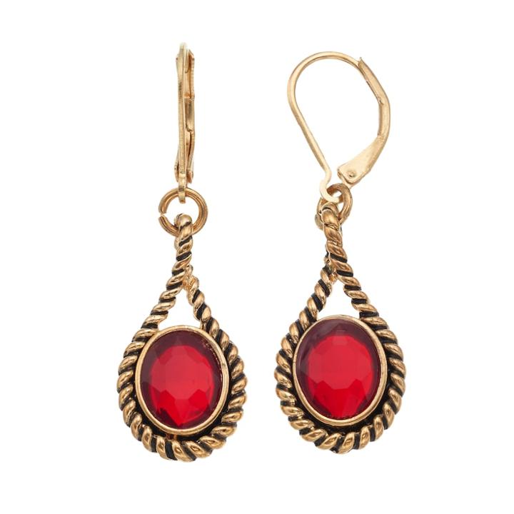 Dana Buchman Red Oval Stone Nickel Free Teardrop Earrings, Women's