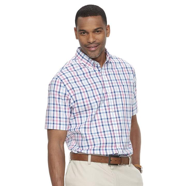 Men's Croft & Barrow&reg; True Comfort Classic Fit Stretch Patterned Button Down Shirt, Size: Medium, Med Pink