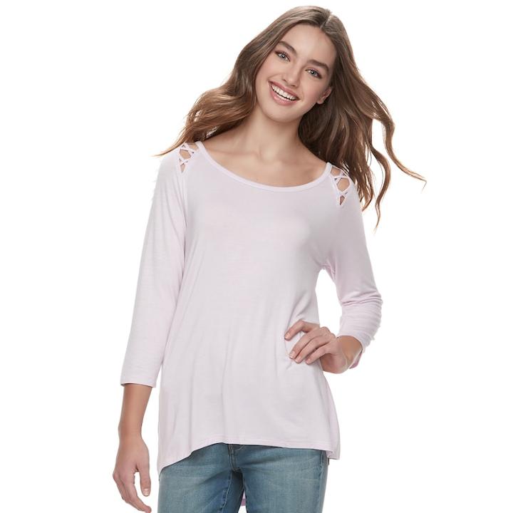 Juniors' So&reg; High-low Raglan Tee, Teens, Size: Xs, Brt Purple