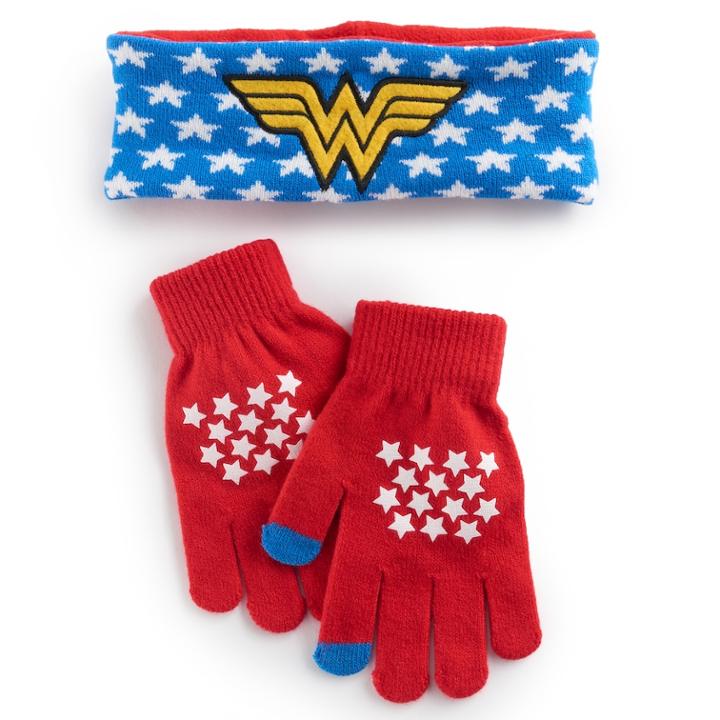 Girls 4-16 Dc Comics Wonder Woman Headband & Gloves Set, Blue