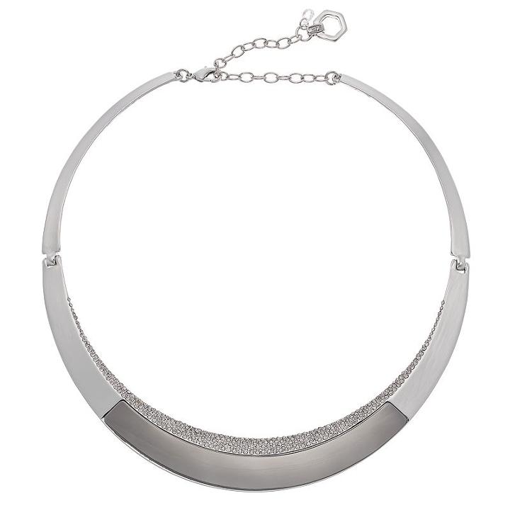 Simply Vera Vera Wang Two Tone Pave Trim Collar Necklace, Women's, Silver