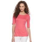 Women's Apt. 9&reg; Essential Striped Boatneck Tee, Size: Small, Med Pink