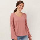 Women's Lc Lauren Conrad Flare-sleeve Top, Size: Xl, Med Pink