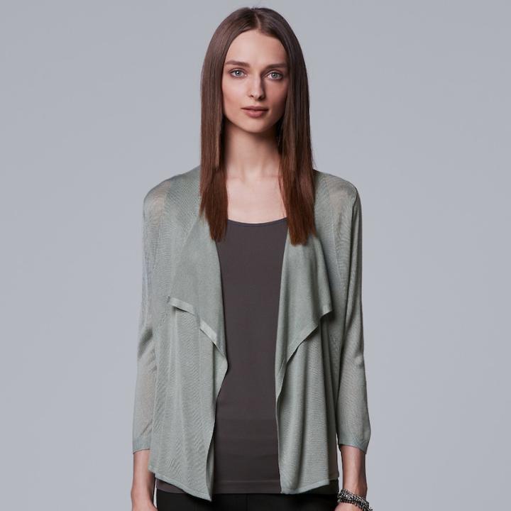 Women's Simply Vera Vera Wang Draped Open Front Cardigan, Size: Xl, Lt Green