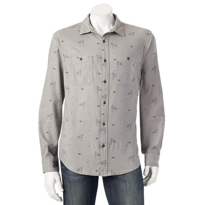 Big & Tall Urban Pipeline&reg; Plaid Flannel Button-down Shirt, Men's, Size: Xl Tall, Med Grey