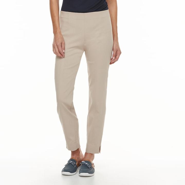 Women's Croft & Barrow&reg; Polished Pull-on Ankle Pants, Size: 4, Lt Beige
