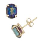 Mystic Topaz 10k Gold Oval Stud Earrings, Women's, Blue