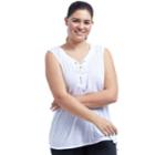 Plus Size Balance Collection Lace-up Tank, Women's, Size: 2xl, White